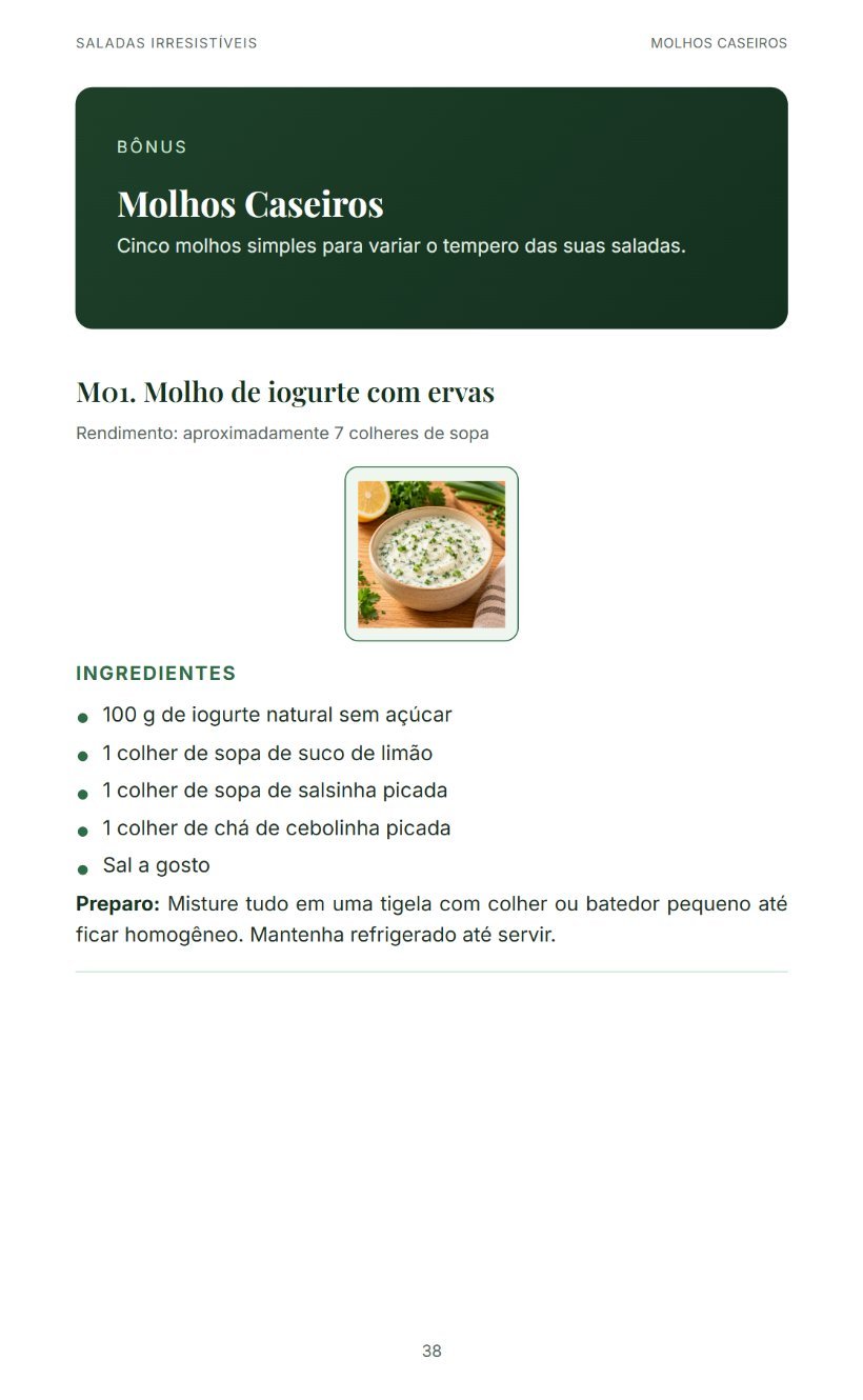 Página de um molho caseiro