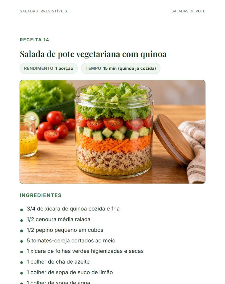 Página real de uma receita de salada de pote, com foto, ingredientes e modo de preparo