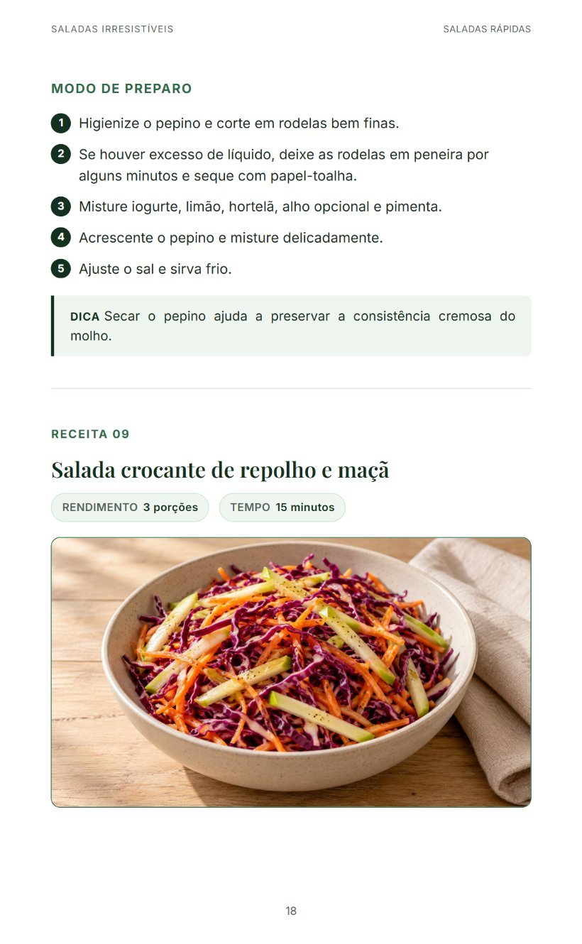 Página de uma salada rápida