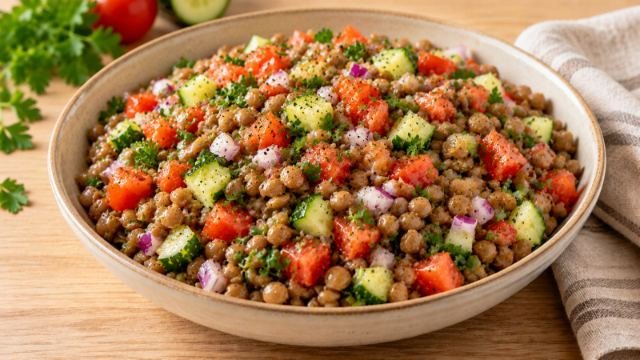 Salada de lentilha com vinagrete fresco